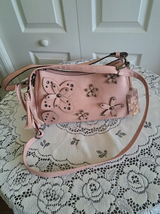 Sam & Hadley Handbags - Blush Floral Studded Crossbody Bag